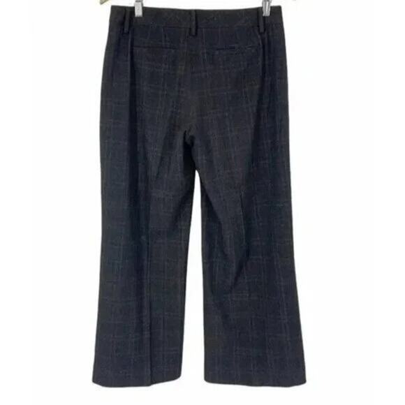 CAbi Straight Wide Leg Trouser Dress Pant Career Belt Loop 8 Brown Grey Plaid - Picture 14 of 14